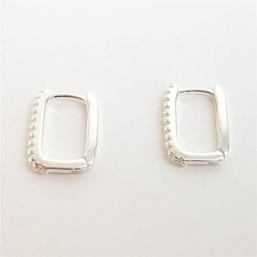ARGOLA  RETANGULAR LISA COM FILETE CRAVEJADO|1,5CM| PRATA 925