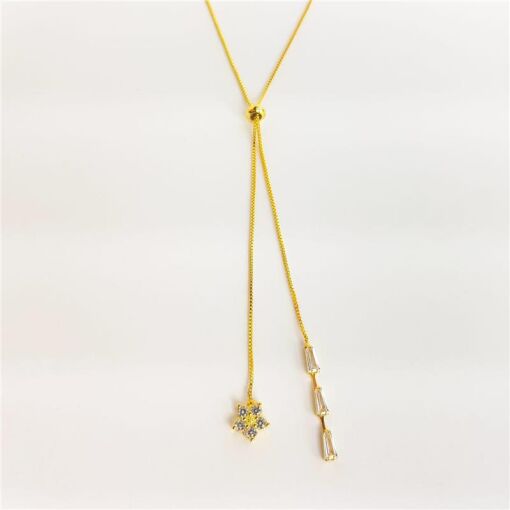 COLAR GRAVATA VENEZ PONTA EM BAGUETE CRISTAL / FLOR CRAVEJADA |