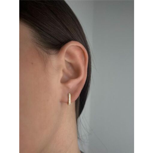 ARGOLA 8MM RETANGULAR FILETE CRAVEJADO | BANHADO EM OURO 18K