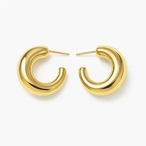 MEIA ARGOLA ARREDONDADA BALOADA EM TUBO | BANHADO EM OURO 18K