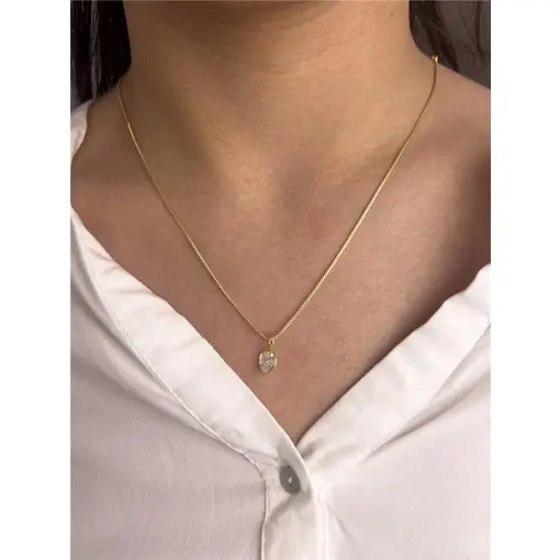 COLAR VENEZIANA PG CORAÇÃO CRISTAL CRAVAÇÃO INGLESA | BANHADO EM