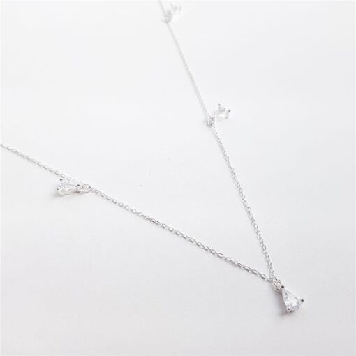 COLAR  MINI ELO BAILARINA 5 GOTAS CRISTAIS|40+5CM| PRATA 925