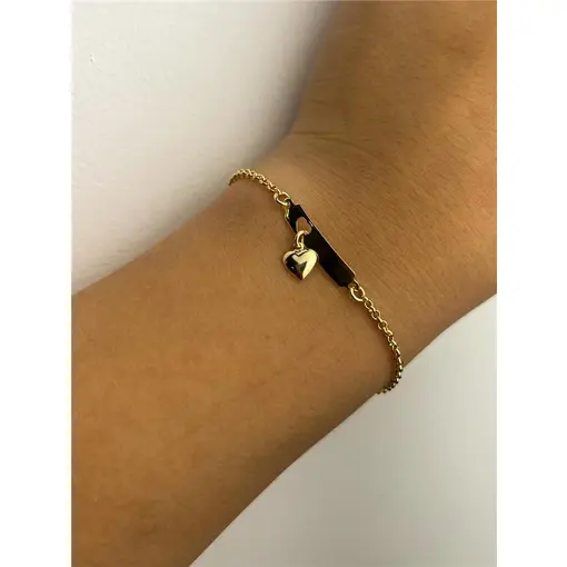 PULSEIRA ELO PORTUGUÊS  PLACA  RETANGULAR CORAÇÃO VAZADADO  PG C