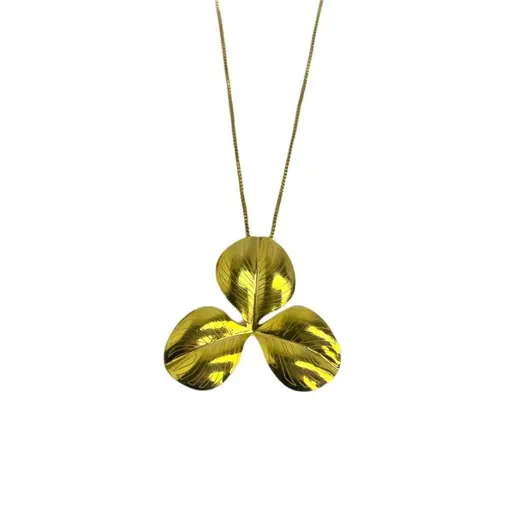 COLAR VENEZIANA PG FLOR 3 PÉTALAS LISAS COM DETALHES | BANHADO E