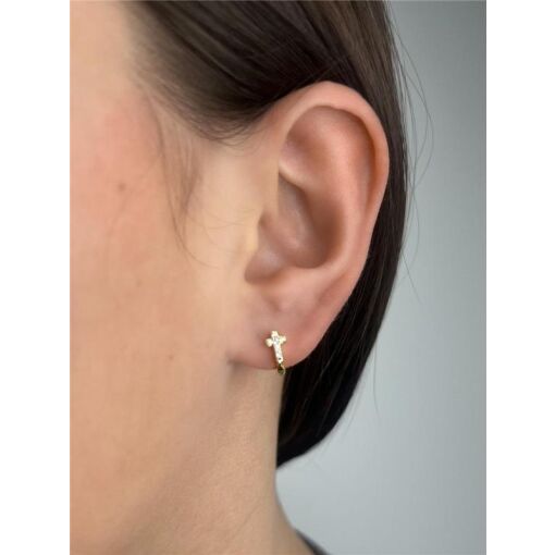 ARGOLA LISA COM CRUZ NA FRENTE CRAVEJDA | BANHADO EM OURO 18K