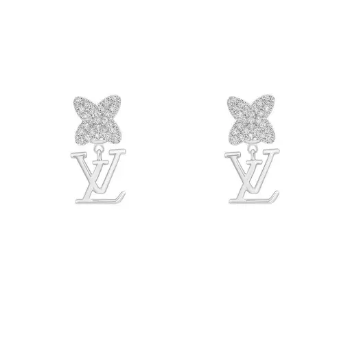 BRINCO FLOR 4 PÉTALAS CRAVEJADAS PENDENTE EM INSPIRAÇÃO ALTA JOA