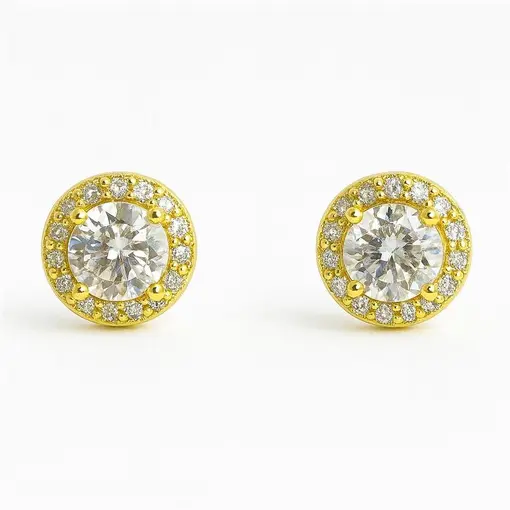 BRINCO CENTRO EM ZIRCÔNIA CRISTAL REDOR CRAVEJADO | BANHADO EM O