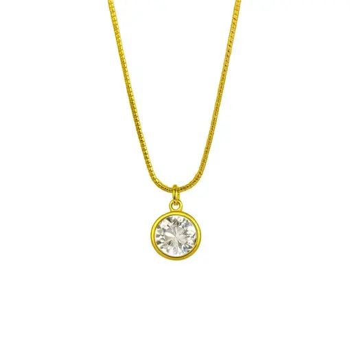 COLAR VENEZIANA CRISTAL REDONDO REDOR ARO LISO | BANHADO EM OURO