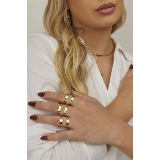 ANEL REGULÁVEL VAZADO 2 AROS LISOS DE 4MM | BANHADO EM OURO 18K