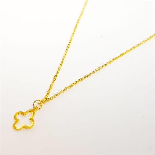 COLAR MINI ELO PORTUGUÊS PG TREVO VAZADO LISO | 35+5CM|BANHADO E