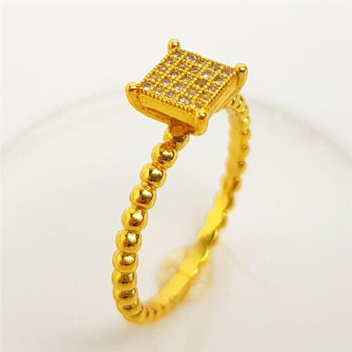 ANEL ARO EM BOLINHAS QUADRADO CRAVEJADO | BANHADO EM OURO 18K