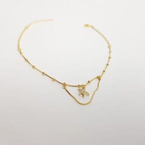 TORNOZELEIRA BOLINHA PG ESTRELA DO MAR CRAV| 23+5CM|BANHADO EM O