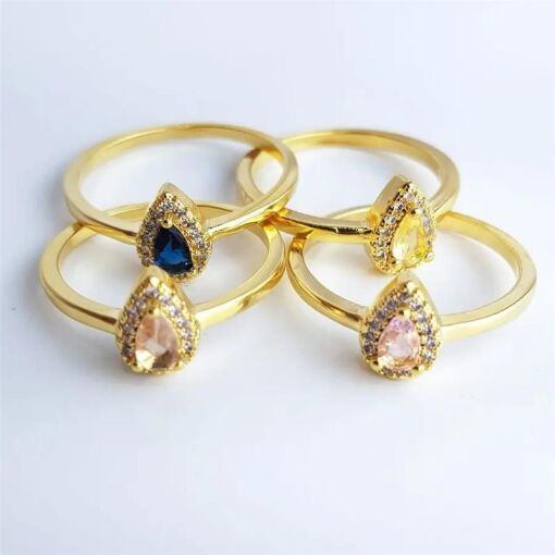 ANEL FINO PEDRA GOTA COLORS 5MM CRAV AO REDOR