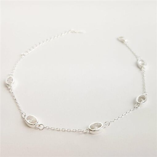 PULSEIRA  MINI ELO BAILARINA PINGENTES 5 OVAIS CRISTAIS|16+4CM|