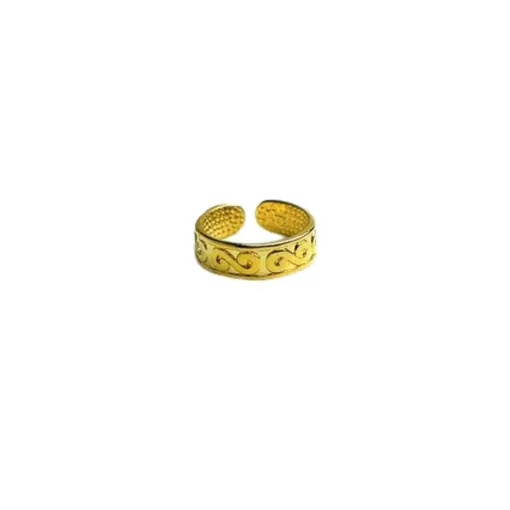 ANEL FALANGE ARO DETALHES EM ´S´ LISO 4MM | BANHADO EM OURO 18K
