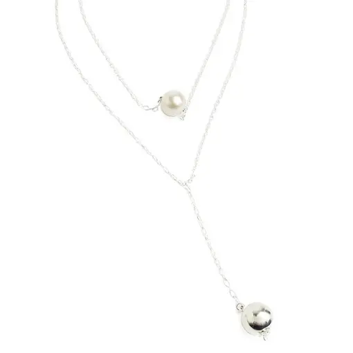 COLAR DUPLO ELO CARTIER/ GRAVATINHA PG PÉROLA/ ESFERA LISA | BAN