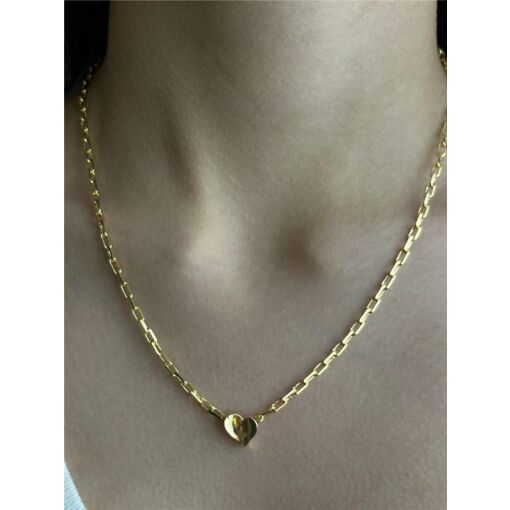 COLAR ELO CARTIER PG PASSADOR CORAÇÃO LISO | 45CM | BANHADO EM O