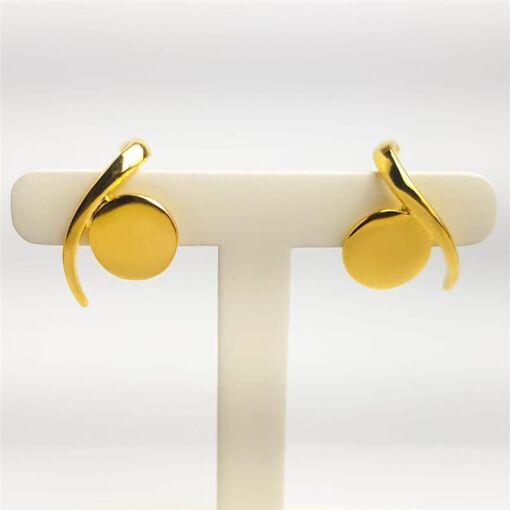 BRINCO EAR HOOK ARO LISO CHAPA REDONDA LISA | BANHADO EM OURO 18