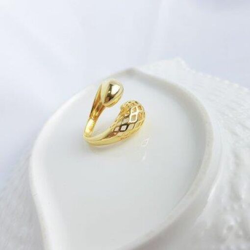 ANEL ARO ABERTO/REGULAVEL 2 GOTAS LISA/VAZADA | BANHADO EM OURO