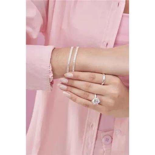PULSEIRA RIVIEIRA EM CRISTAL BAGUETES 4MM | BANHO DE PRATA