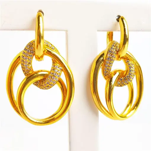 ARGOLA  BASE EM OVAIS ENTRELAÇADOS LISOS/CRAVEJADOS  | 3,4CM | B