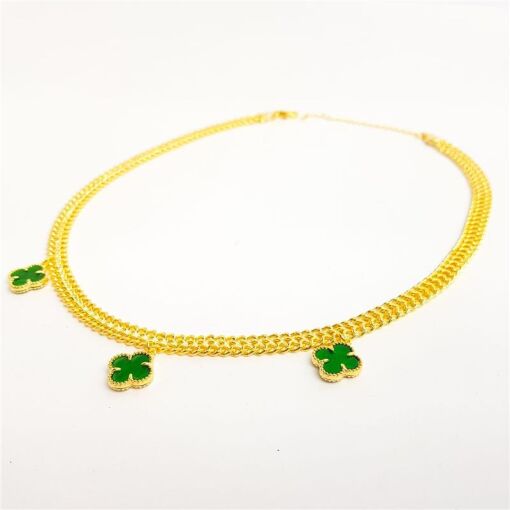 CHOKER MALHA LACRAIA FECHADA 6MM 3 TREVOS VERDES |  35+5CM| BANH