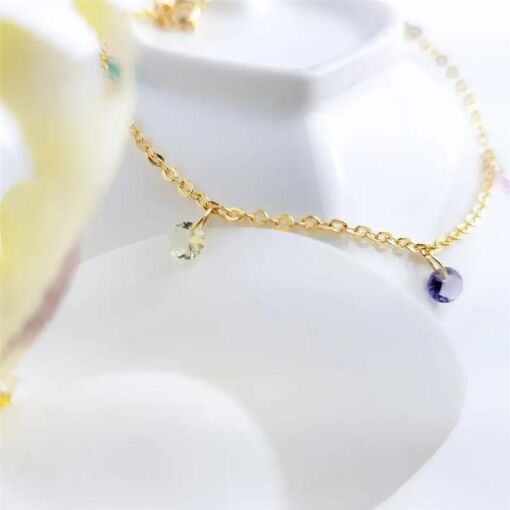 PULSEIRA CRISTAIS COLORIDOS|17+3 CM|BANHADO EM OURO 18K