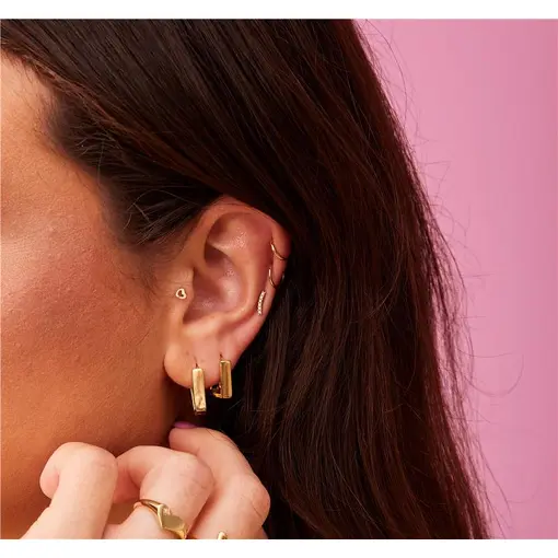 TRIO ARGOLAS QUADRADAS/DETALHES VAZADO | BANHADO EM OURO 18K