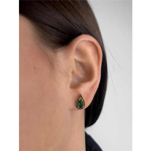 BRINCO GOTA COLORIDA COM RÓDIO NEGRO | BANHADO EM OURO 18K