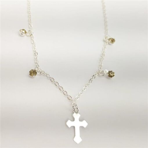CHOKER  ELOS PG CRUZ E PONTO LUZ | 30CM | BANHO DE PRATA