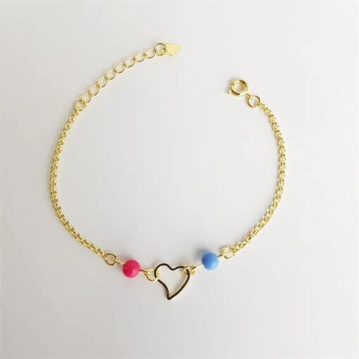 PULSEIRA  PORT CORACAO VAZADO ESFERAS COLOR|15+3CM|BANHADO EM OU