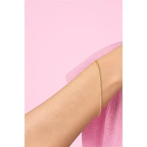 PULSEIRA RIVIEIRA CRISTAL 1 MM | BANHADO EM OURO 18K