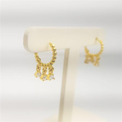 ARGOLA 1,3CM DE BOLINHA COM 3 PG MINI PONTO LUZ | BANHADO EM OUR