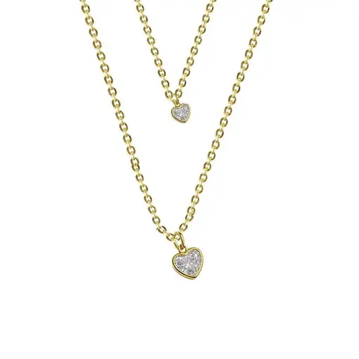 COLAR DUPLO ELO BAILARINHA  PINGENTE CORAÇÃO CRISTAL 5MM X 6CM |