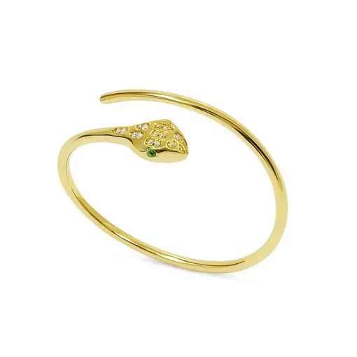 BRACELETE COBRA LISO COM CABEÇA CRAVEJADA OLHO COLORIDO | BANHAD