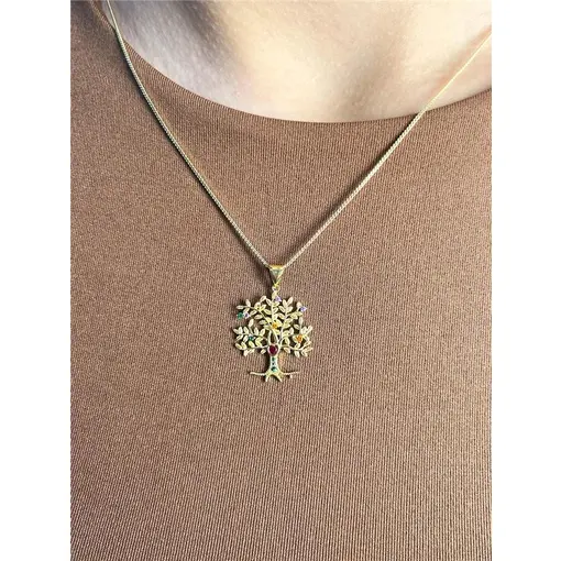 COLAR VENEZIANA PINGENTE ÁRVORE DA VIDA CORAÇÃO CRISTAL CENTRO |