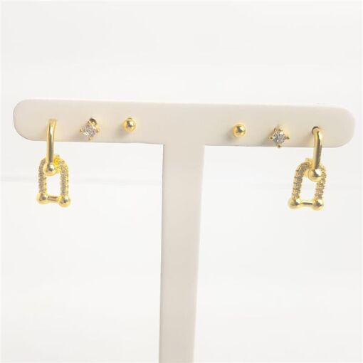 TRIO 2,1X3X3MM BRINCO MINI ESFERA/PONTO DE LUZ | BANHADO EM OURO