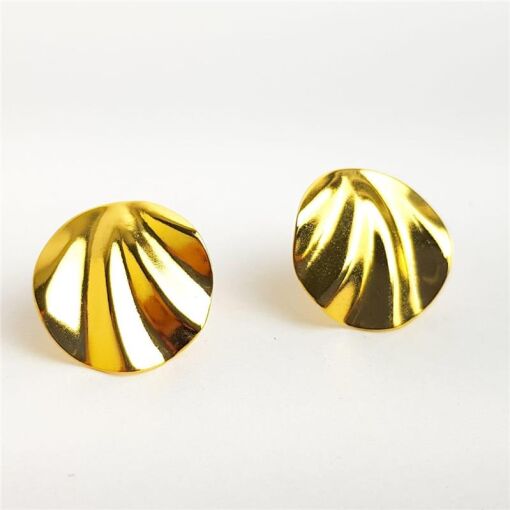 BRINCO CHAPA ONDULADA LISA |  1,7CM|BANHADO EM OURO 18K