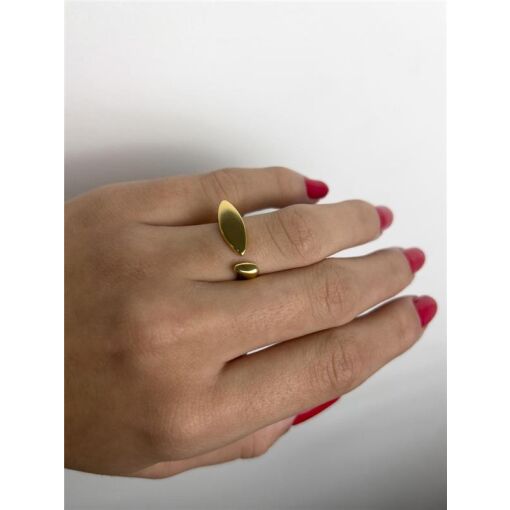 ANEL REGULÁVEL ARO LISO FRENTE CHAPA EM GOTA | BANHADO EM OURO 1