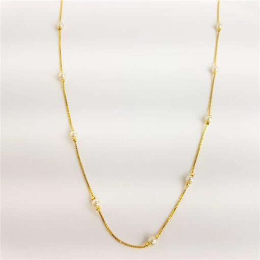 COLAR VENEZIANA COM PÉROLAS | BANHADO EM OURO 18K