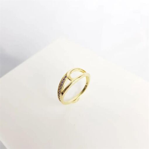 ANEL ELO REDONDO VAZADO E FILEIRA CRAV LILAS 7MM