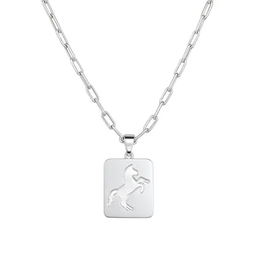 COLAR ELO CARTIER PINGENTE PLACA LISA QUADRADA CENTRO CAVALO VAZ