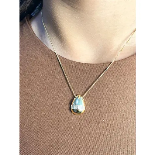 COLAR VENEZANA PINGENTE GOTA LISA FILETE EM BAGUETE CRISTAIS | B