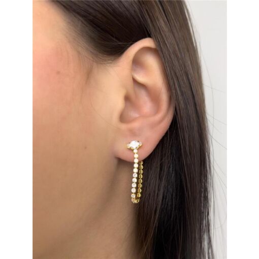 BRINCO GOTA CRISTAL PENDENTE EM ZIRCÔNIA CRISTAIS | BANHADO EM O