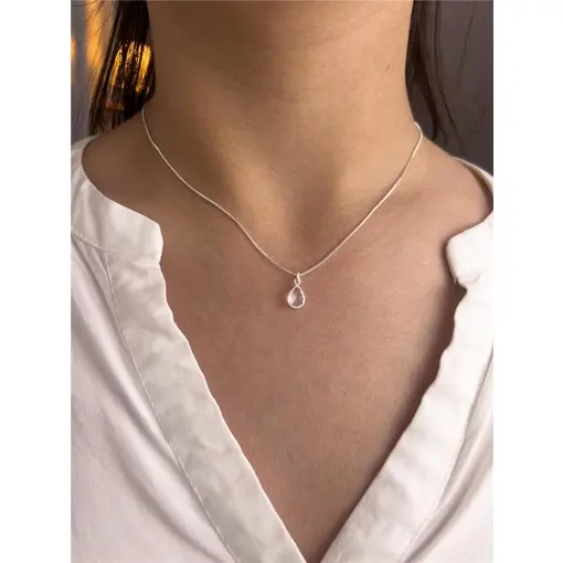 COLAR VENEZIANA PG CRISTAL GOTA | BANHO DE PRATA