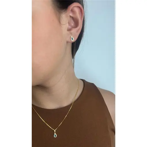 CONJUNTO PEDRA GOTA INSPIRAÇÃO ALTA JOALHERIA CRAVEJADO REDOR |