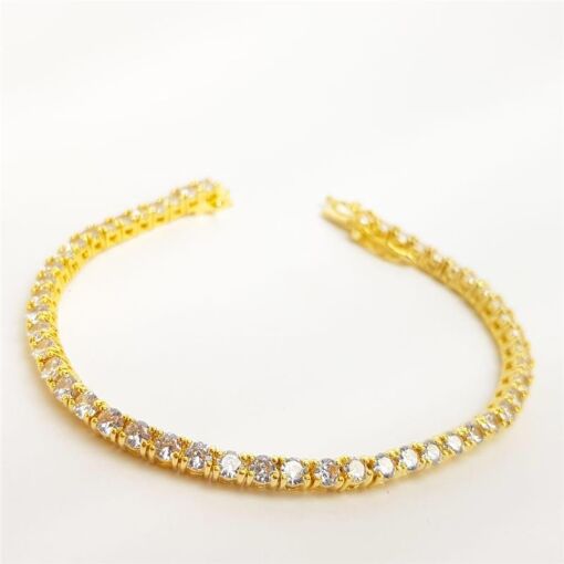PULSEIRA RIVIEIRA CRISTAL |18CM|BANHADO EM OURO 18K