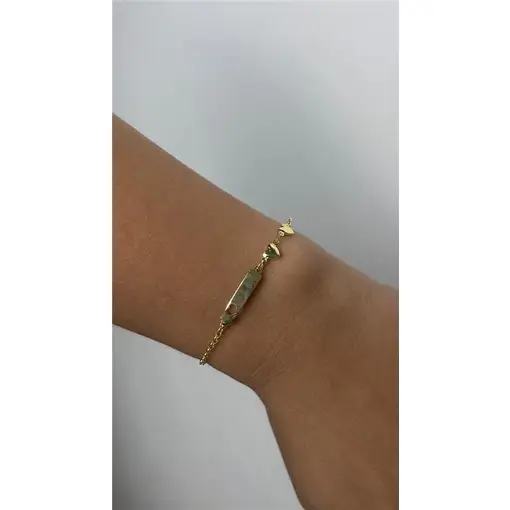 PULSEIRA INFANTIL ELO PORTUGUÊS CENTRO PLACA COM CORAÇÃO VAZAD E