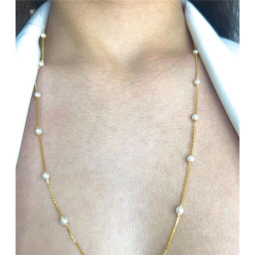 COLAR VENEZIANA COM PÉROLAS | BANHADO EM OURO 18K