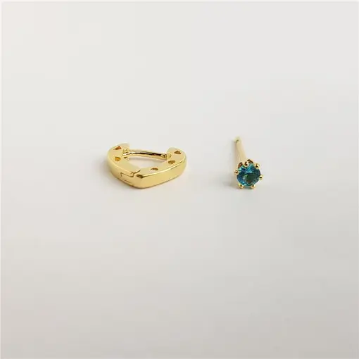 DUPLA PONTO DE LUZ AZUL 3MM X ARGOLA LISA GOTA VAZADA LATERAIS 1